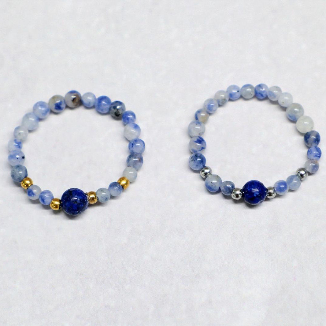 MINERAL BLUE | Sodaliet & lapis lazuli ring | Goudkleurig | One size