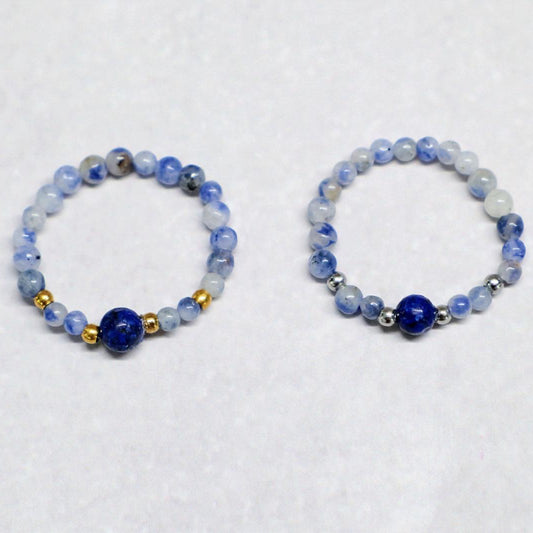 MINERAL BLUE | Sodaliet & lapis lazuli ring | Goudkleurig | One size