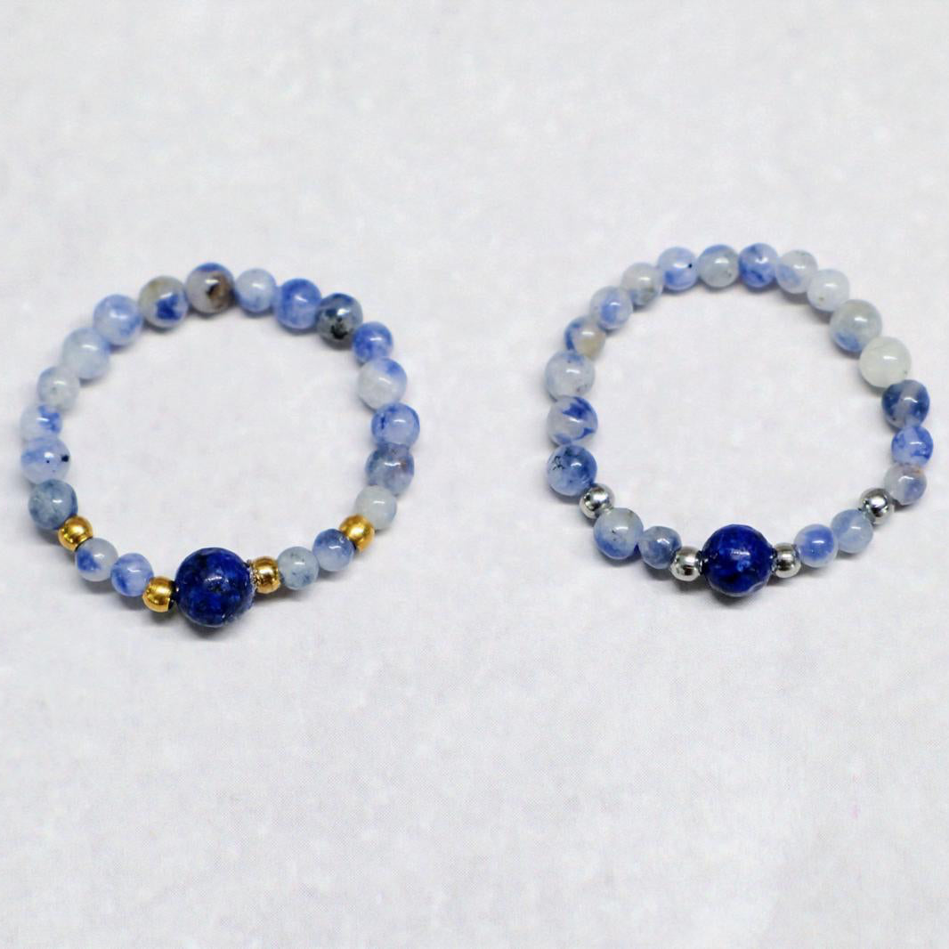 MINERAL BLUE | Sodaliet & lapis lazuli ring | Zilverkleurig | One size