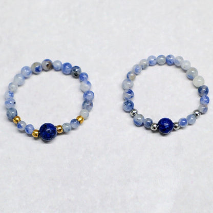 MINERAL BLUE | Sodaliet & lapis lazuli ring | Zilverkleurig | One size