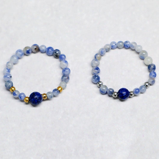 MINERAL BLUE | Sodaliet & lapis lazuli ring | Zilverkleurig | One size