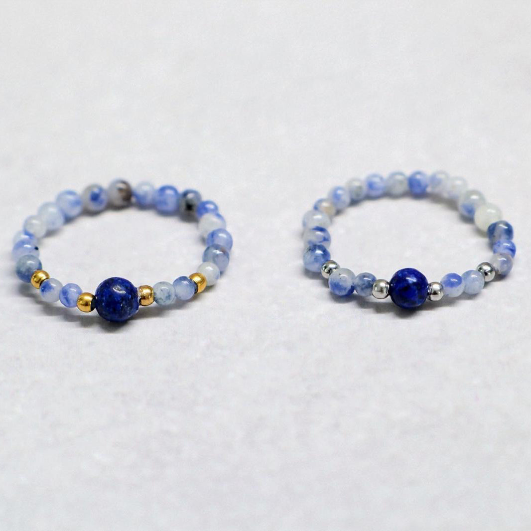 MINERAL BLUE | Sodaliet & lapis lazuli ring | Goudkleurig | One size