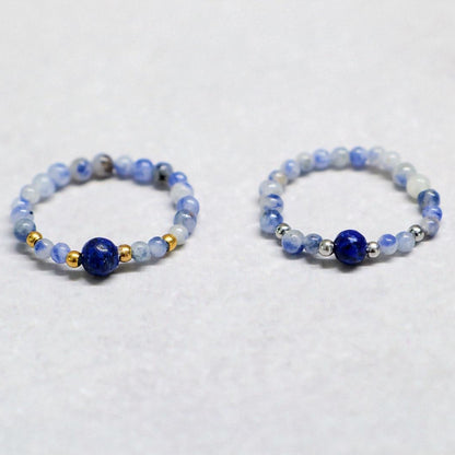 MINERAL BLUE | Sodaliet & lapis lazuli ring | Goudkleurig | One size