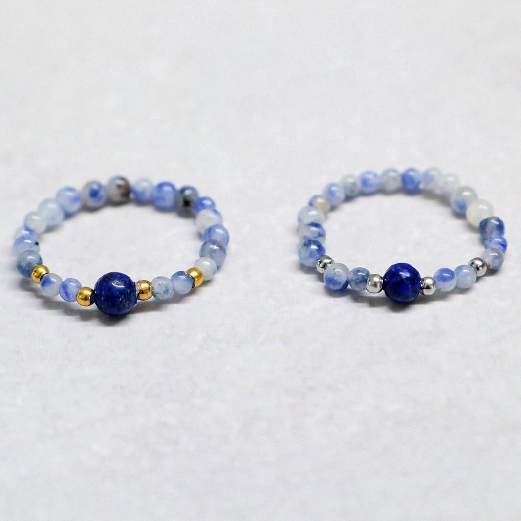 MINERAL BLUE | Sodaliet & lapis lazuli ring | Zilverkleurig | One size