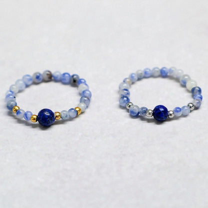 MINERAL BLUE | Sodaliet & lapis lazuli ring | Zilverkleurig | One size
