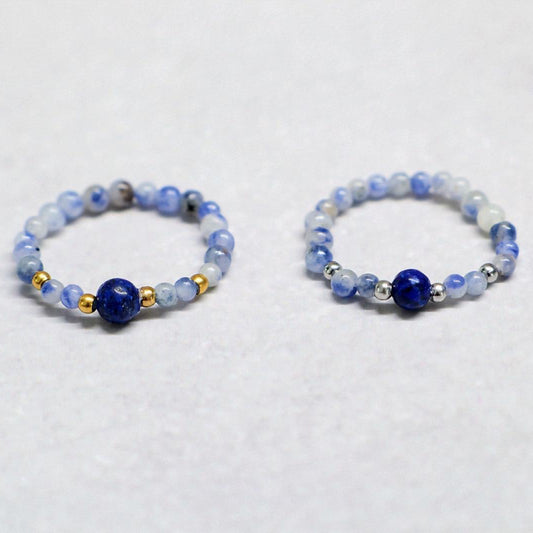 MINERAL BLUE | Sodaliet & lapis lazuli ring | Zilverkleurig | One size