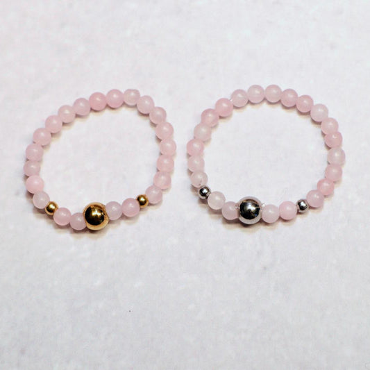 METALSHINE PINK | Rozenkwarts ring | Zilverkleurig | One size
