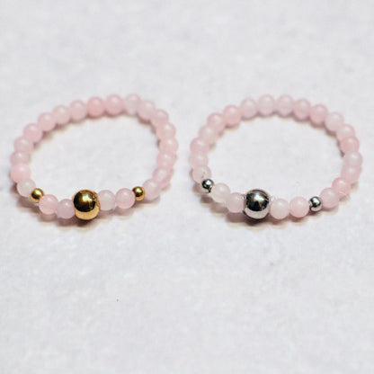 METALSHINE PINK | Rozenkwarts ring | Goudkleurig | One size