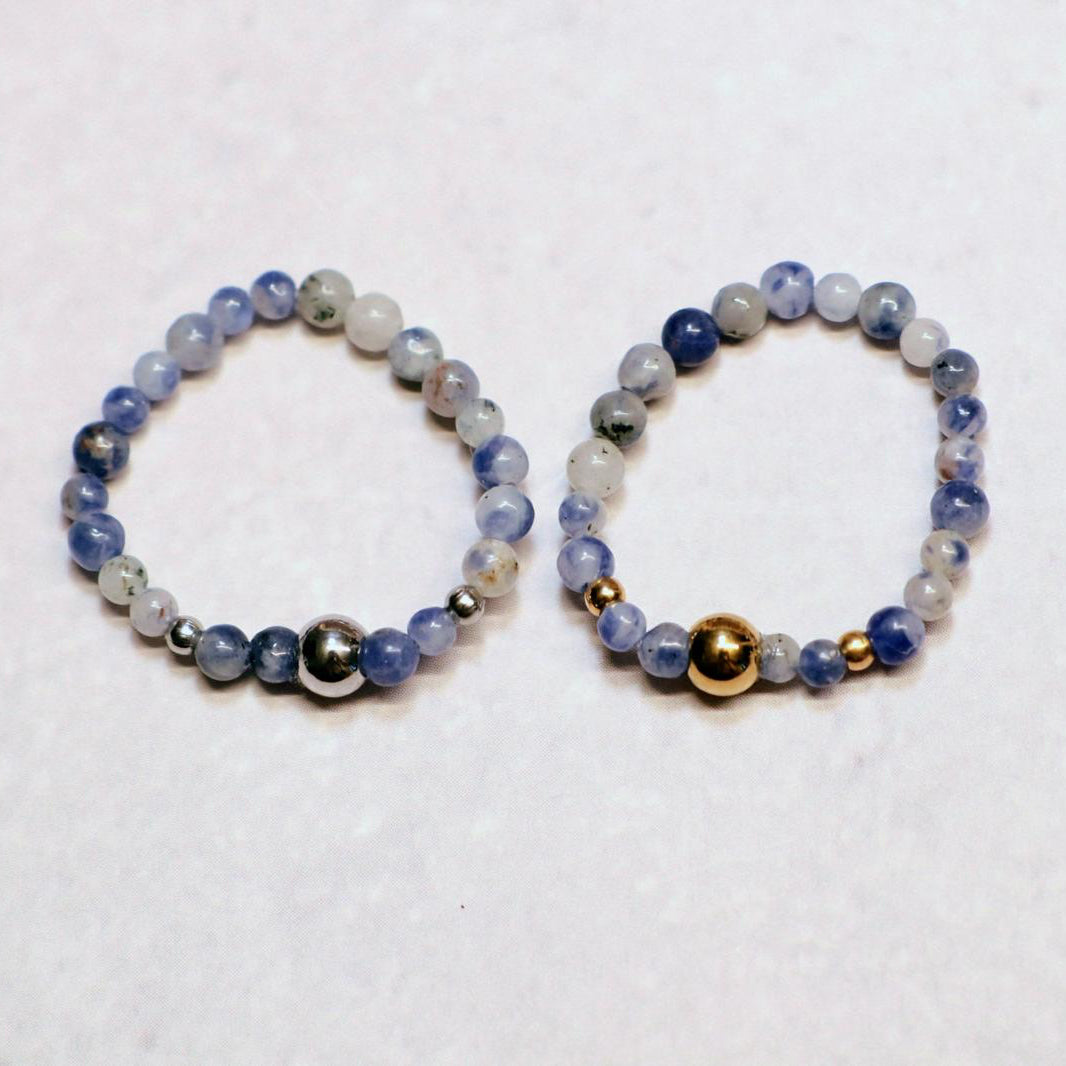 METALSHINE BLUE | Sodaliet ring | Goudkleurig | One size