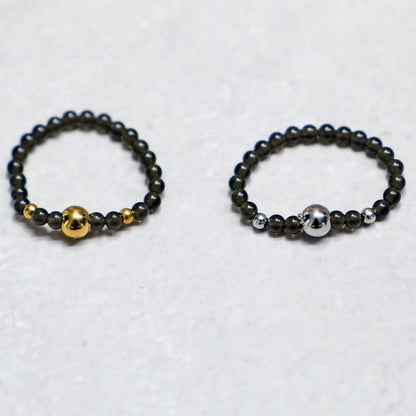 METALSHINE BLACK | Zwart kwarts ring | Zilverkleurig | One size