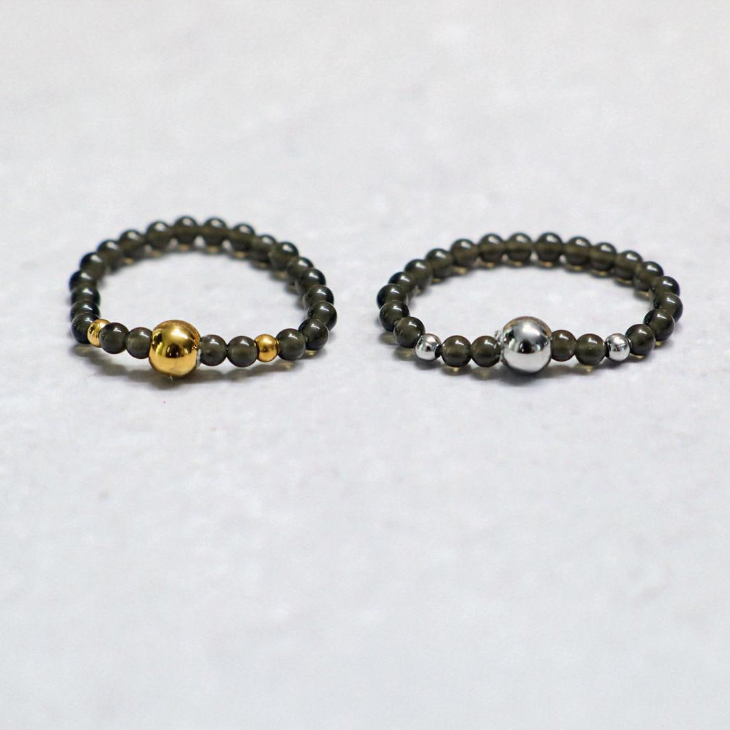 METALSHINE BLACK | Zwart kwarts ring | Goudkleurig | One size