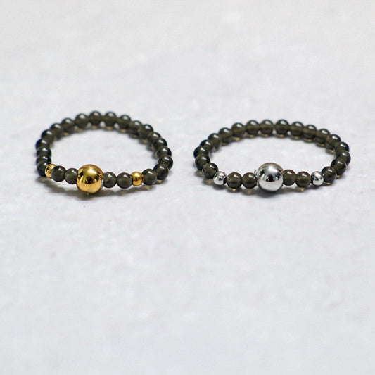 METALSHINE BLACK | Zwart kwarts ring | Goudkleurig | One size