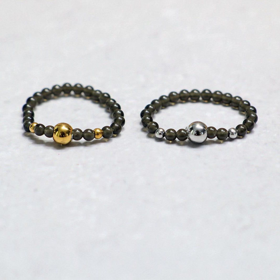 METALSHINE BLACK | Zwart kwarts ring | Zilverkleurig | One size