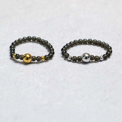 METALSHINE BLACK | Zwart kwarts ring | Zilverkleurig | One size