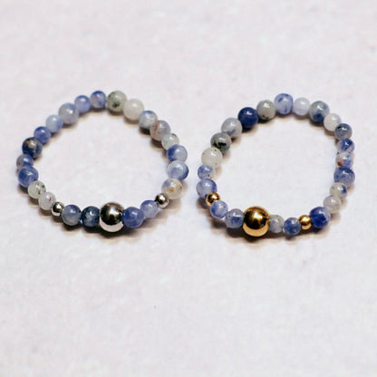 METALSHINE BLUE | Sodaliet ring | Goudkleurig | One size