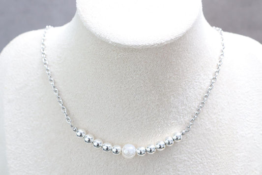 OSLO PEARL ❄️✨ | Hematiet & craquelé kwarts ketting | 6mm | ca. 43cm