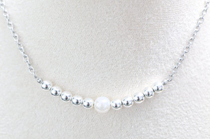 OSLO PEARL ❄️✨ | Hematiet & craquelé kwarts ketting | 6mm | ca. 43cm