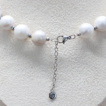 CARRARA SNOW | Witte natuursteen ketting | 12mm | ca. 45cm
