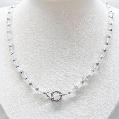 ZERMATT CRYSTAL | Bergkristal & craquelé kwarts ketting | 6mm | ca. 42cm