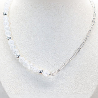 REINE CRYSTAL | Craquelé kwarts & hematiet ketting | 8mm | ca. 42cm