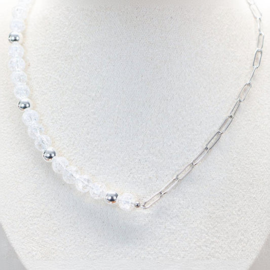 REINE CRYSTAL | Craquelé kwarts & hematiet ketting | 8mm | ca. 42cm