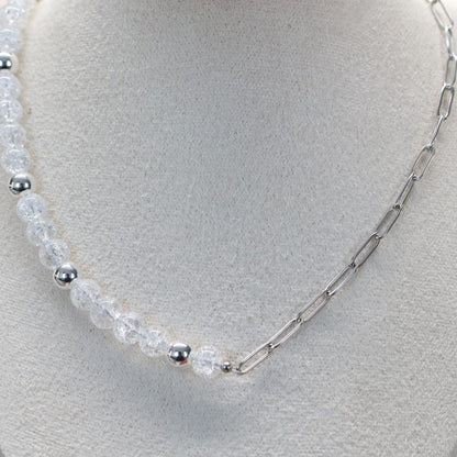 REINE CRYSTAL | Craquelé kwarts & hematiet ketting | 8mm | ca. 42cm