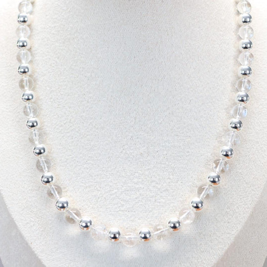 ALPINE CRYSTAL | Bergkristal & hematiet ketting | 8mm | ca. 45cm