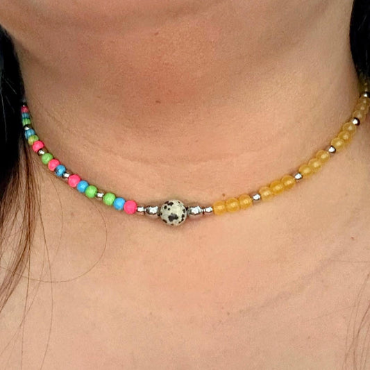 FORMENTERA GLOW | Natuursteen ketting mix | 4mm | ca. 40cm
