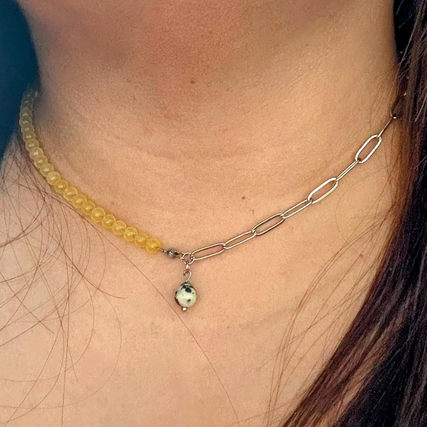 SES SALINES GLOW | Chalcedoon jaspis ketting | 4mm | ca. 40cm