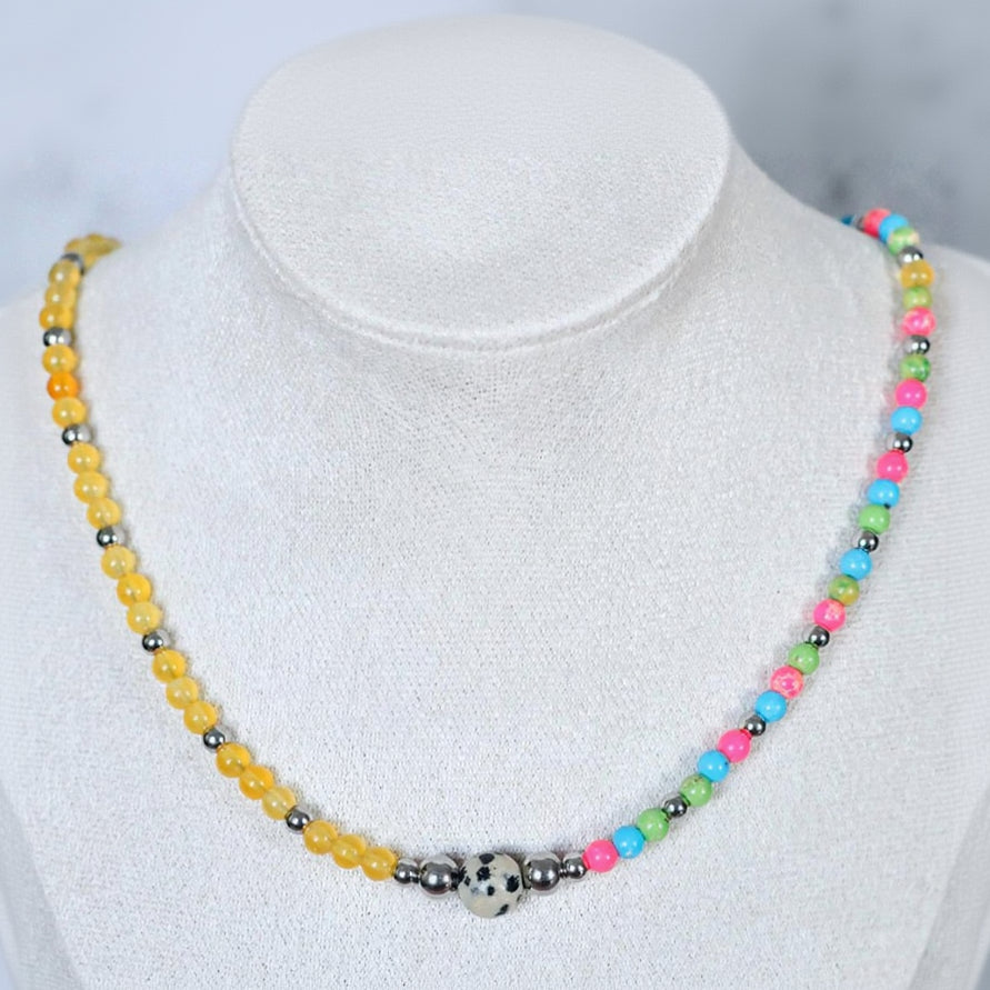 FORMENTERA GLOW | Natuursteen ketting mix | 4mm | ca. 40cm