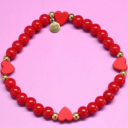 L.A. HEAT | Natuursteen armband rood | 6mm | Normal Fit