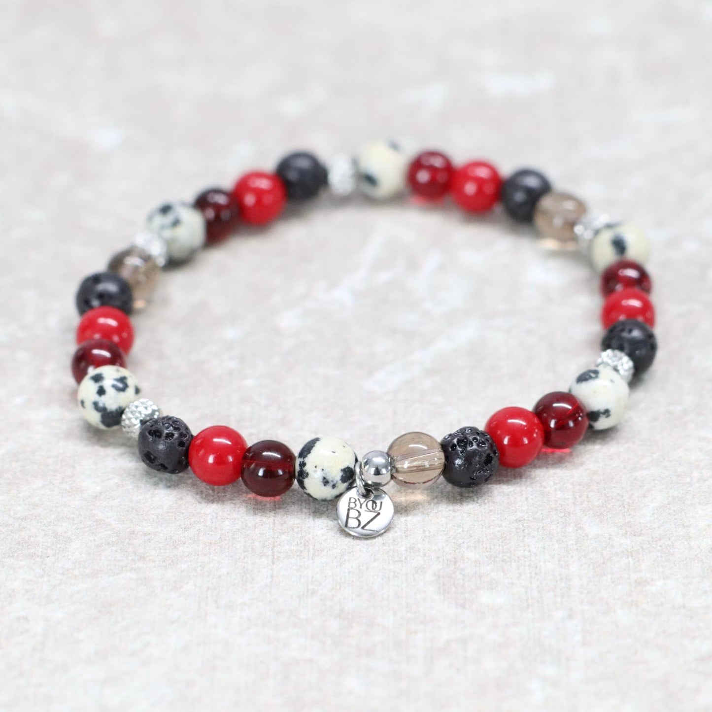 MADRID FIRE NIGHTS | Natuursteen armband mix | 6mm | Normal Fit
