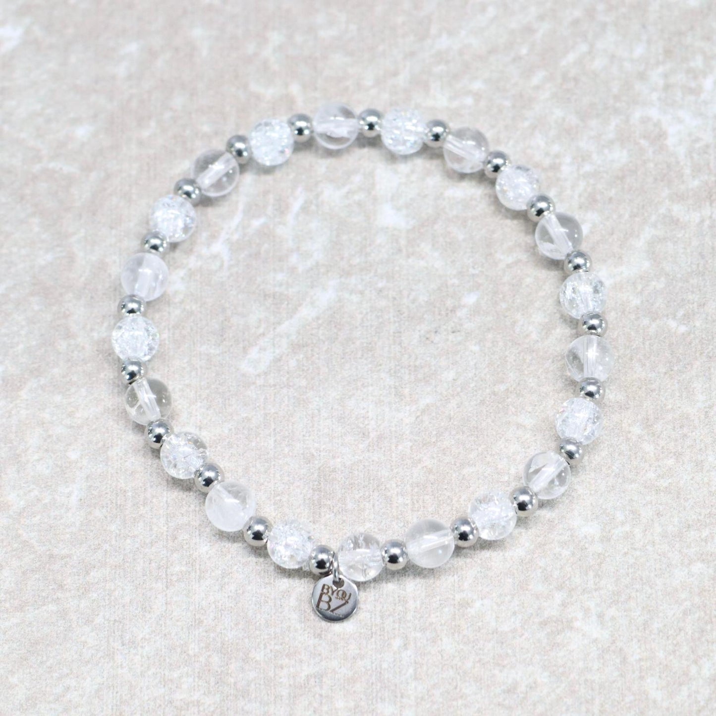 ZERMATT SNOW | Bergkristal & craquelé kwarts armband | 6mm | Normal Fit