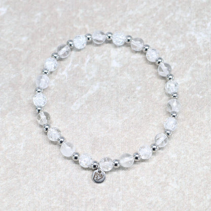 ZERMATT SNOW | Bergkristal & craquelé kwarts armband | 6mm | Normal Fit