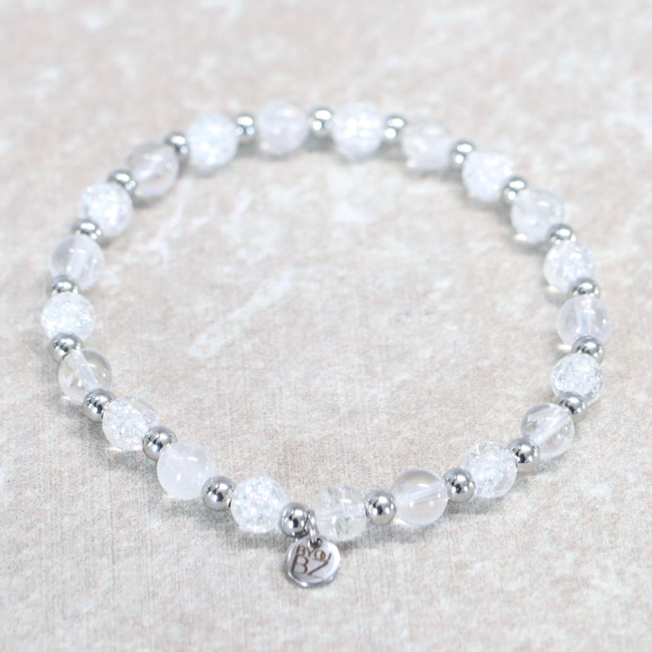 ZERMATT SNOW | Bergkristal & craquelé kwarts armband | 6mm | Normal Fit