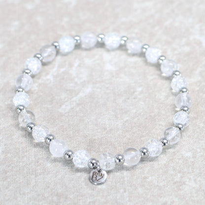 ZERMATT SNOW | Bergkristal & craquelé kwarts armband | 6mm | Normal Fit