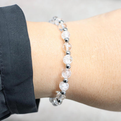 ZERMATT SNOW | Bergkristal & craquelé kwarts armband | 6mm | Normal Fit