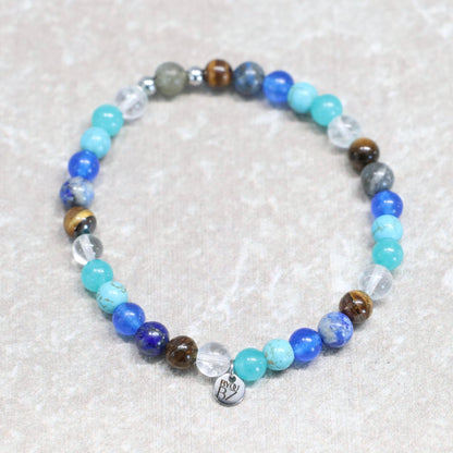 SANTORINI AZURE | Natuursteen armband mix | 6mm | Normal Fit
