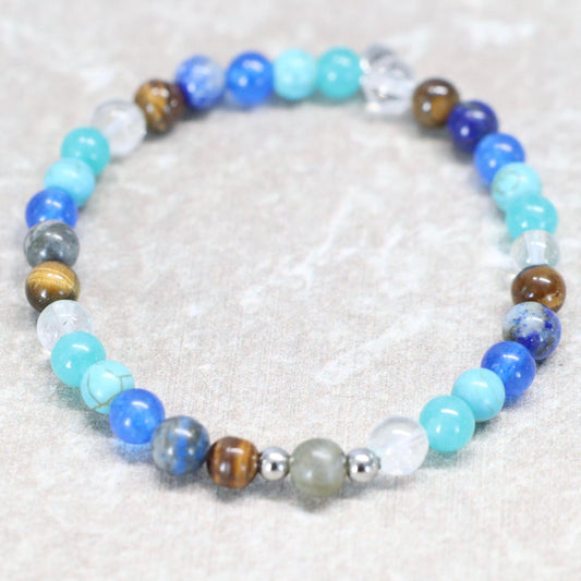 SANTORINI AZURE | Natuursteen armband mix | 6mm | Normal Fit