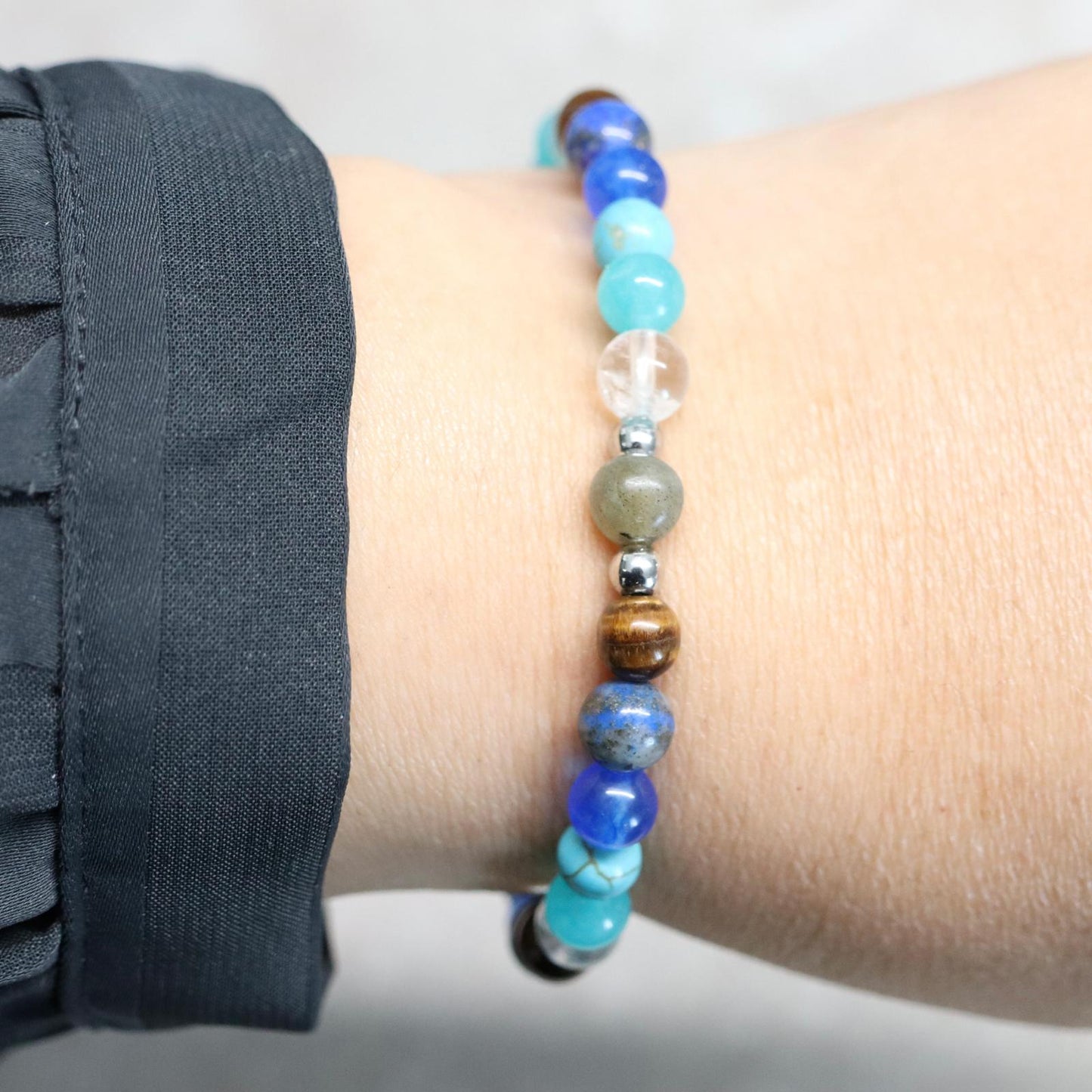 SANTORINI AZURE | Natuursteen armband mix | 6mm | Normal Fit