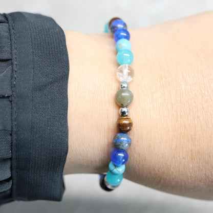 SANTORINI AZURE | Natuursteen armband mix | 6mm | Normal Fit