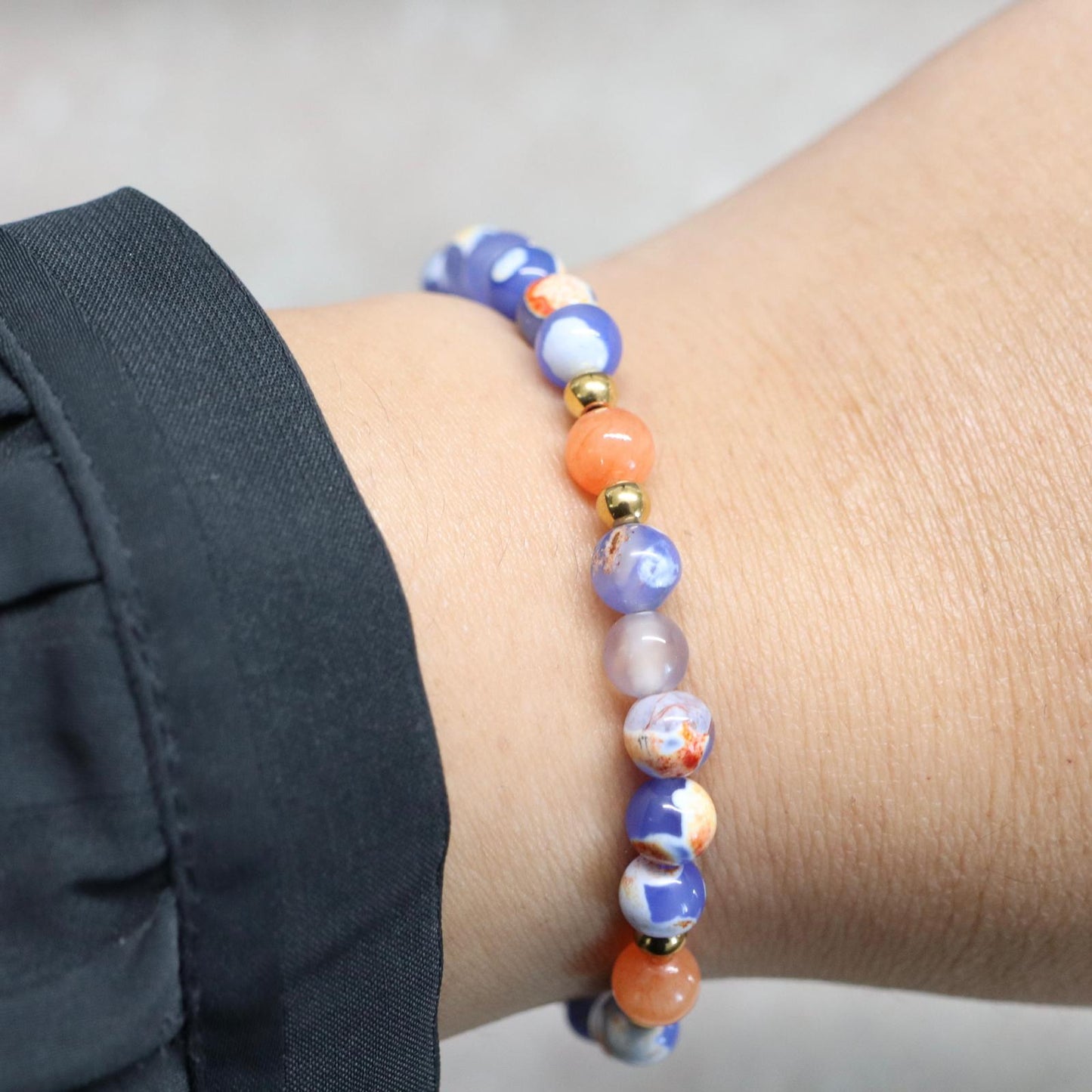 SUNSET VIBES | Chalcedoon & jaspis armband | 6mm | Normal Fit
