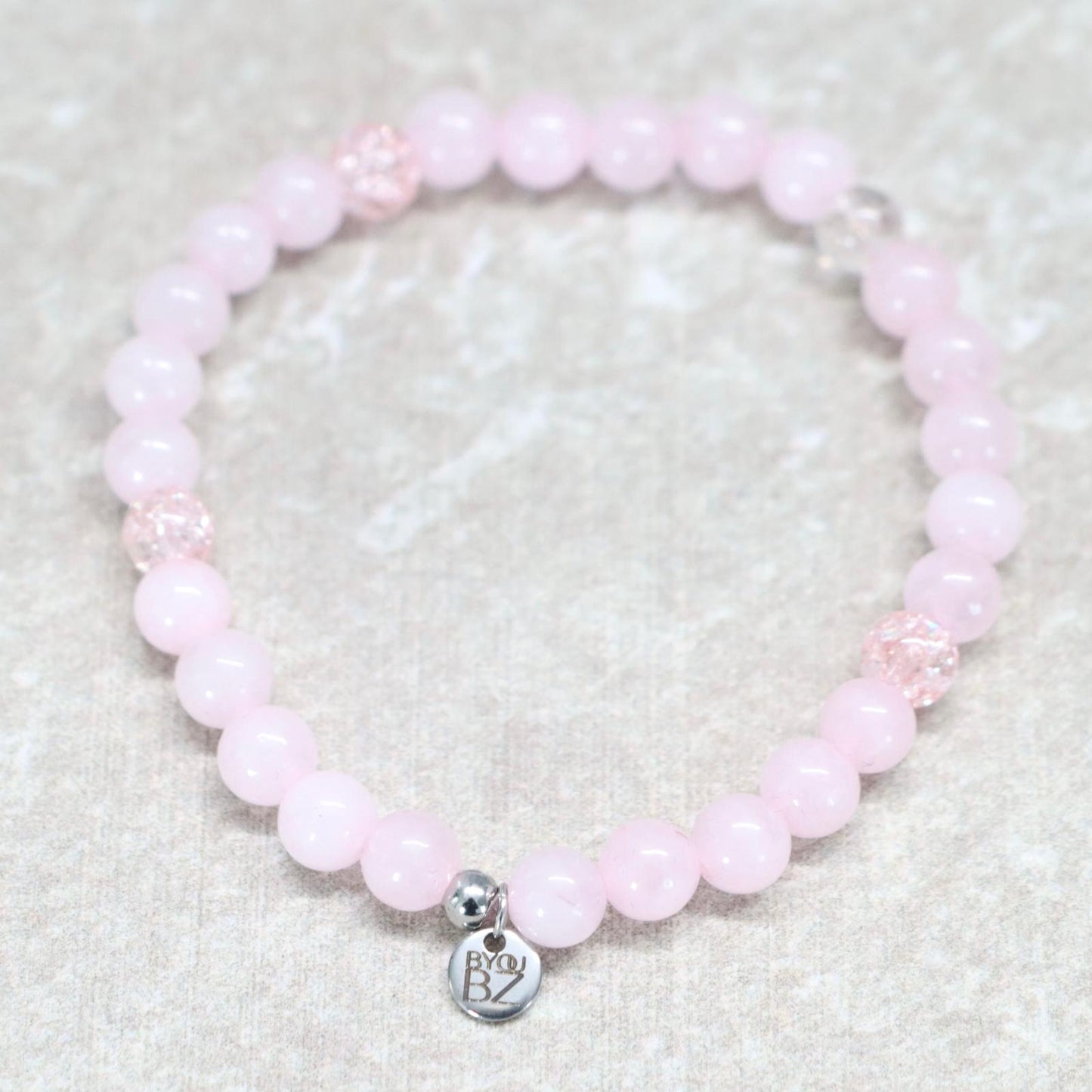 PROVENCE ROSE | Rozenkwarts & craquelé kwarts armband | 6mm | Normal Fit
