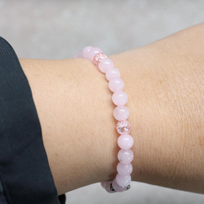 PROVENCE ROSE | Rozenkwarts & craquelé kwarts armband | 6mm | Normal Fit