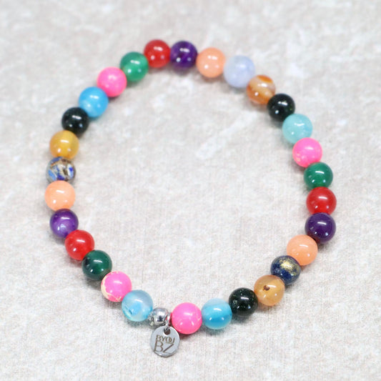JOY VIVID CARNAVAL | Natuursteen armband mix | 6mm | Normal Fit
