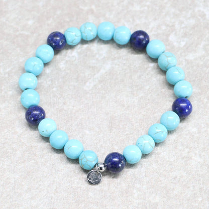 BAHAMA BLUE TIDE | Howliet & lapis lazuli armband | 8mm | Relaxed Fit