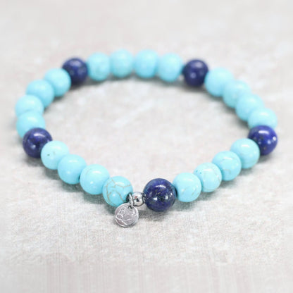 BAHAMA BLUE TIDE | Howliet & lapis lazuli armband | 8mm | Relaxed Fit