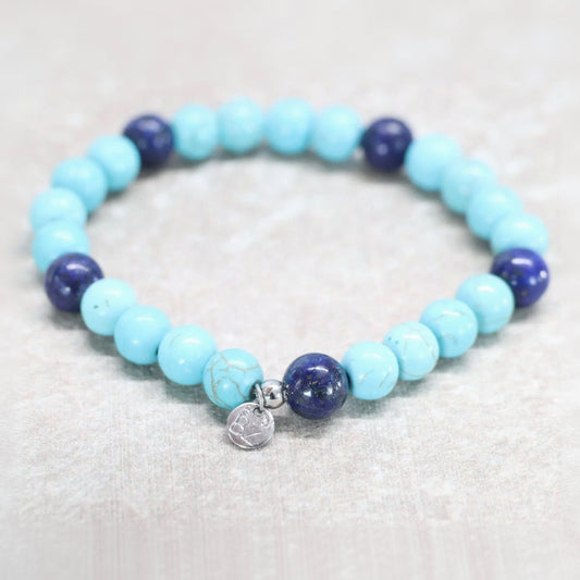 BAHAMA BLUE TIDE | Howliet & lapis lazuli armband | 8mm | Relaxed Fit