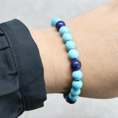 BAHAMA BLUE TIDE | Howliet & lapis lazuli armband | 8mm | Relaxed Fit