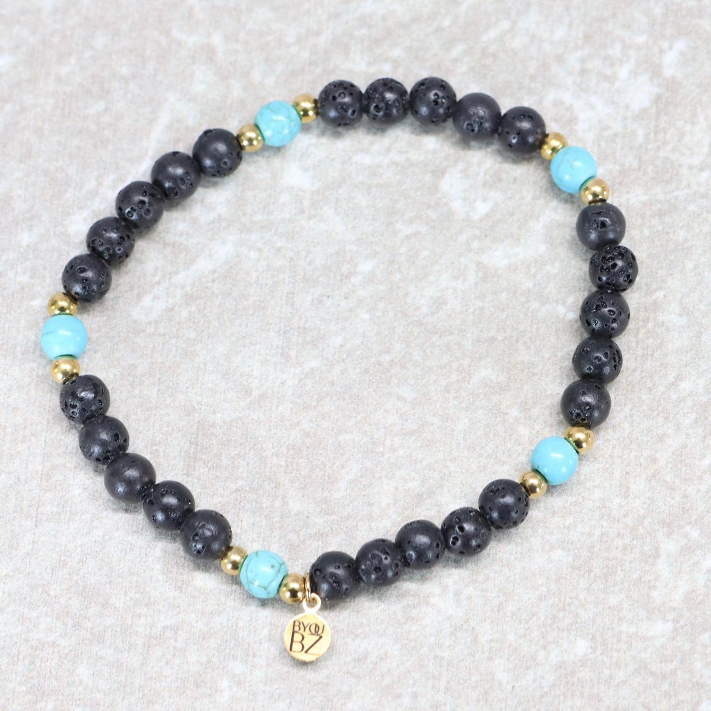 STROMBOLI SPIRIT | Lavasteen turkoois armband | 6mm | Relaxed Fit
